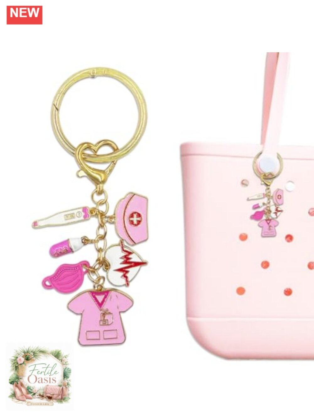 Nurse Keychain Charm for Bogg Bag, Purse Handbag Accessory, Nursing School